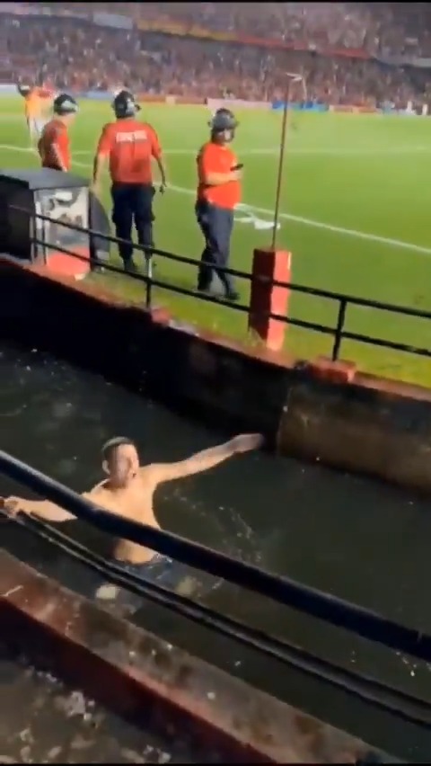 ¡EL QUE GANA, FESTEJA COMO QUIERE! 😂 Este fanático de Colón se dejó llevar por el delirio de la victoria ante Chaco For Ever y ¡SE TIRÓ AL FOSO DEL ESTADIO! 😯