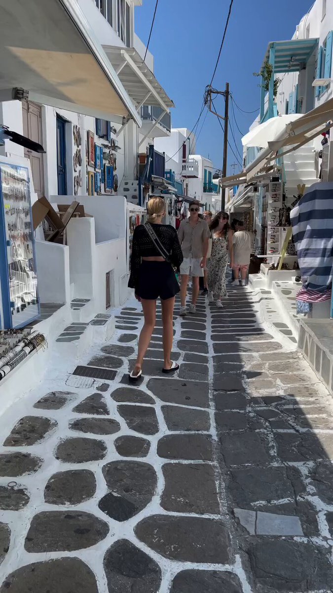 Asi son las calles de Mykonos, Grecia.