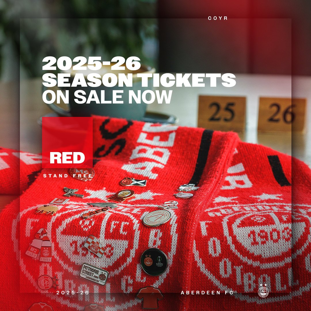 Ready to do it again? Everyone together. Down at Pittodrie. R. E. D. 🔴 Season tickets for 2025/26 are on sale now ⤵️