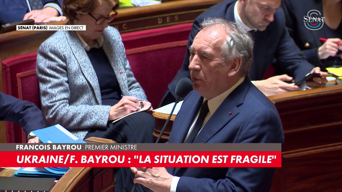 Franรงois Bayrou, Premier ministre, devant le Sรฉnat : ยซNotre destin se joue en Ukraineยป