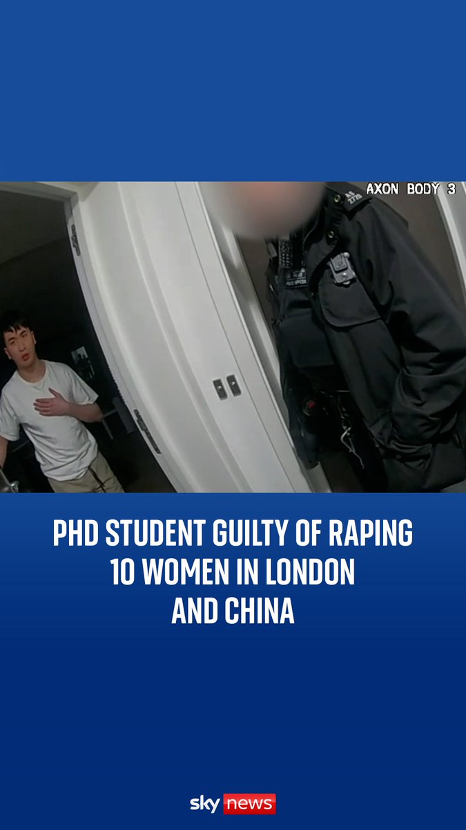 Footage from the Metropolitan police shows the moment officers arrested Chinese PHD student Zhenhao Zou, 28, accused of drugging and raping three women in London and seven in China between 2019 and 2023. Read more: