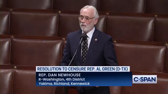 .Rep. Dan Newhouse introduces resolution to censure U.S. Representative Al Green for his conduct during President Trump's address to a joint session of Congress.