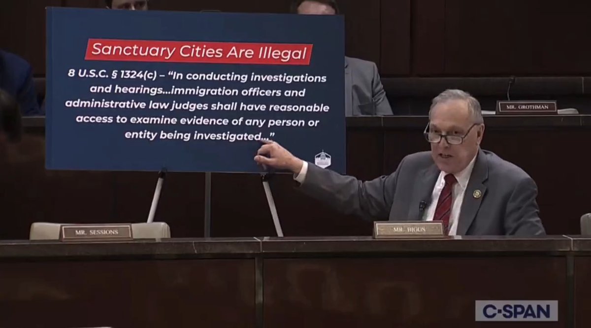 🔥 Rep. Andy Biggs (Rep Andy Biggs) shows the Sanctuary City Mayors the EXACT LAW they’re violating. “You’re allowing them to stay in the country? *Taps Sign* You are in violation of this law right here…”