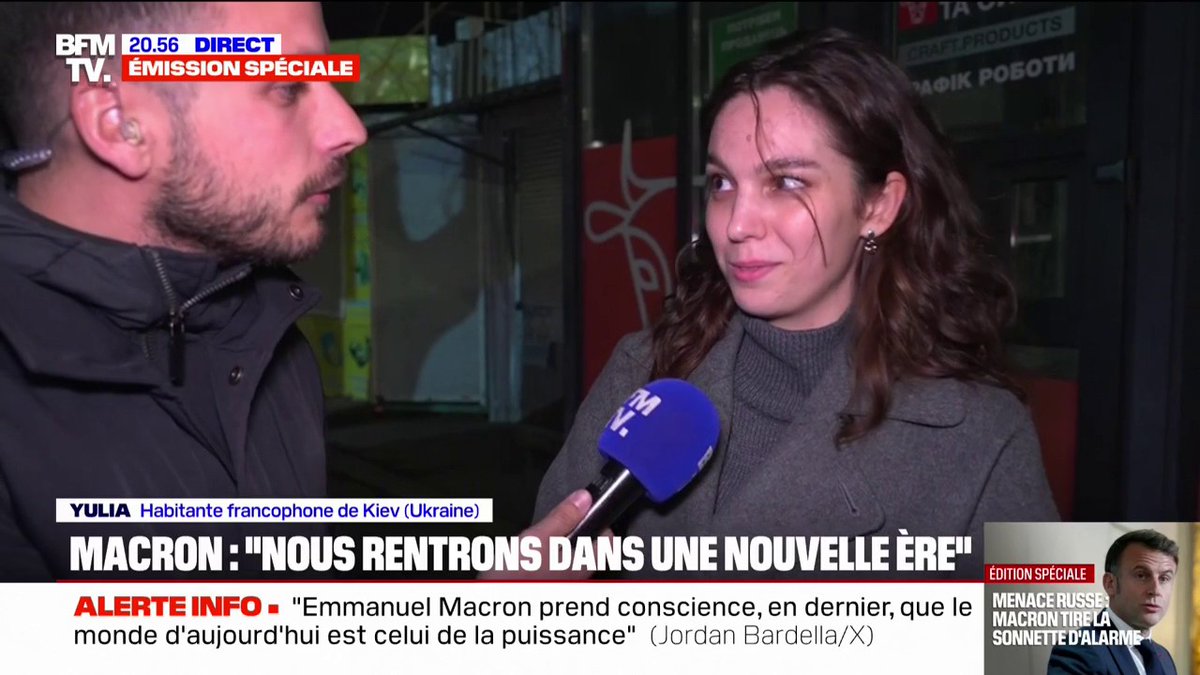 💬 "Je pense que tout le peuple ukrainien a été rassuré" Yulia, habitante francophone de Kiev, réagit à l'allocution d'Emmanuel Macron