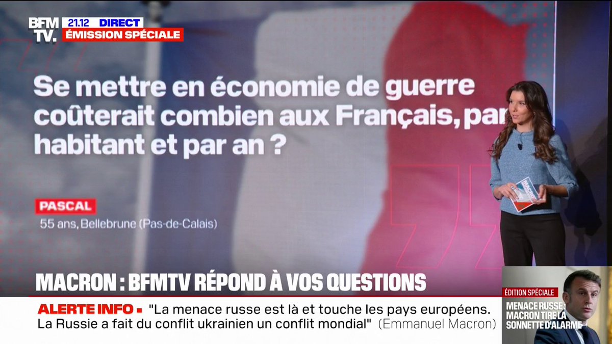 Combien ça coûterait aux Français, par habitant et par an, de se mettre en économie de guerre? BFMTV répond à vos questions