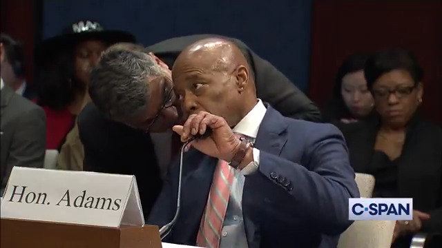 Exchange between Rep. Alexandria Ocasio-Cortez (D-NY) asks New York City Mayor Eric Adams (D) on his corruption case. Rep. Alexandria Ocasio-Cortez Rep. Alexandria Ocasio-Cortez: "I am answering your question directly." Mayor Adams: "You are not, Mayor Adams. I will ask it again."