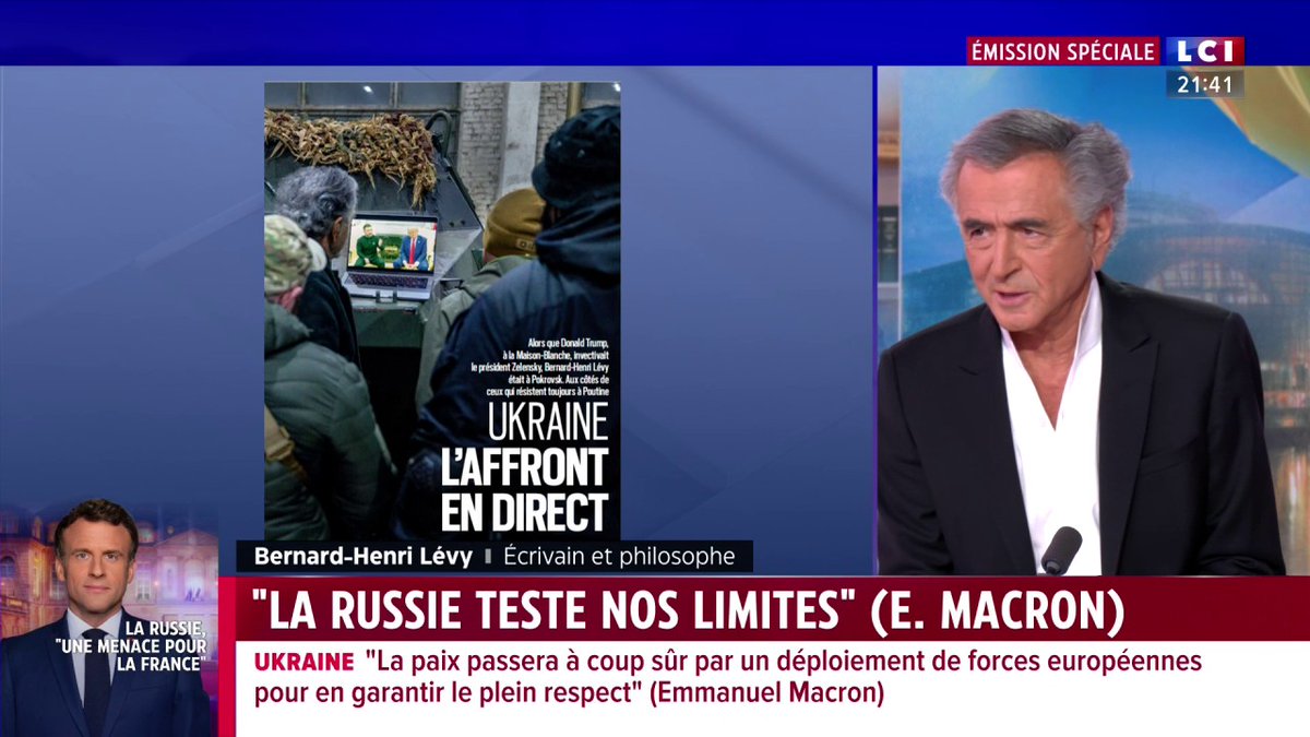 🗣️ "J'ai trouvé cette allocution juste" réagit Bernard-Henri Lévy aux déclarations d'Emmanuel Macron sur la situation internationale