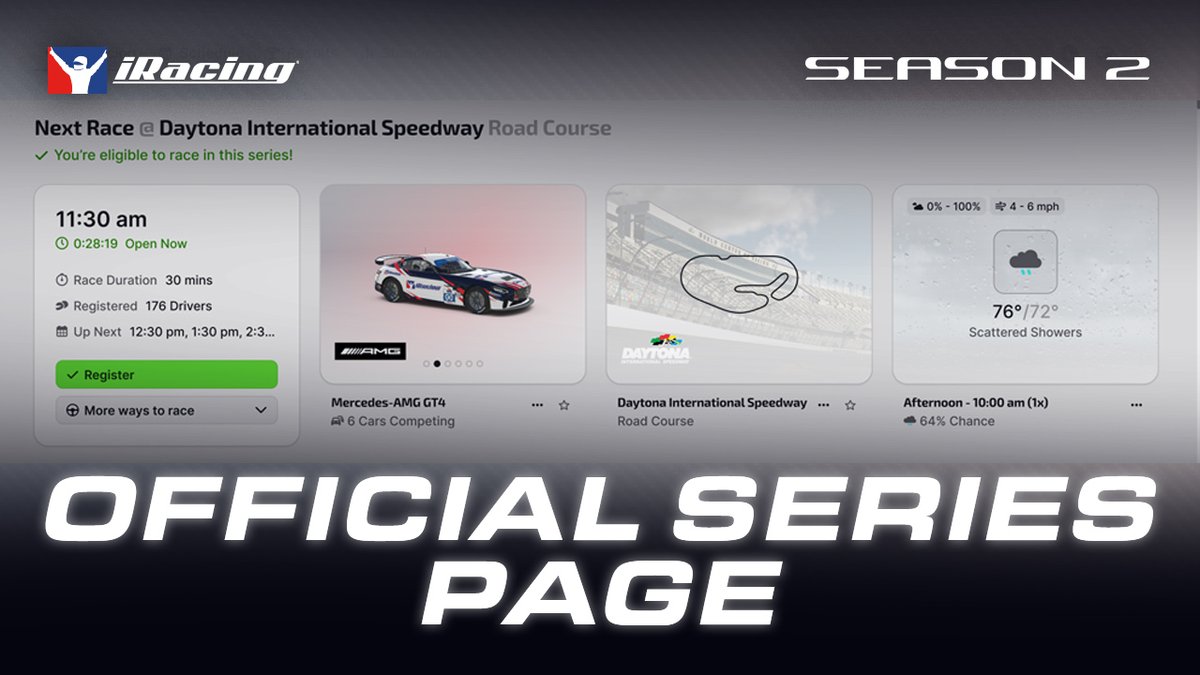 Introducing the new Official Series page. The Official Series page has received an update including reorganized menus, an overhaul to the user interface, series-specific analytics and more! 📈🏁