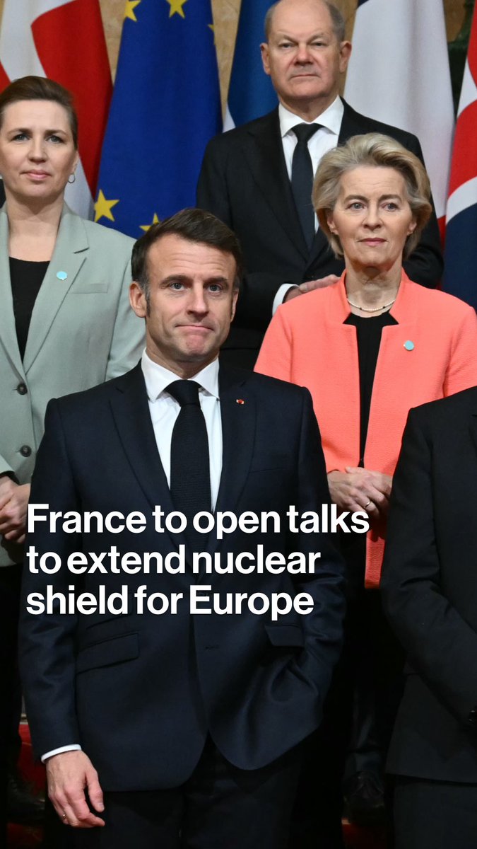 President Macron said he’ll enter into talks on using France’s nuclear capabilities to defend European allies. “Our nuclear deterrent protects us,” he said in a televised address Wednesday