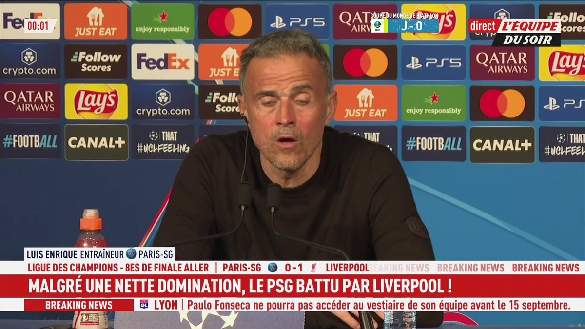 💬 Luis Enrique : « On a été très supérieurs à Liverpool dans le jeu. On a clairement mérité un autre résultat, le football est un sport qui peut être injuste » #PSGLIV