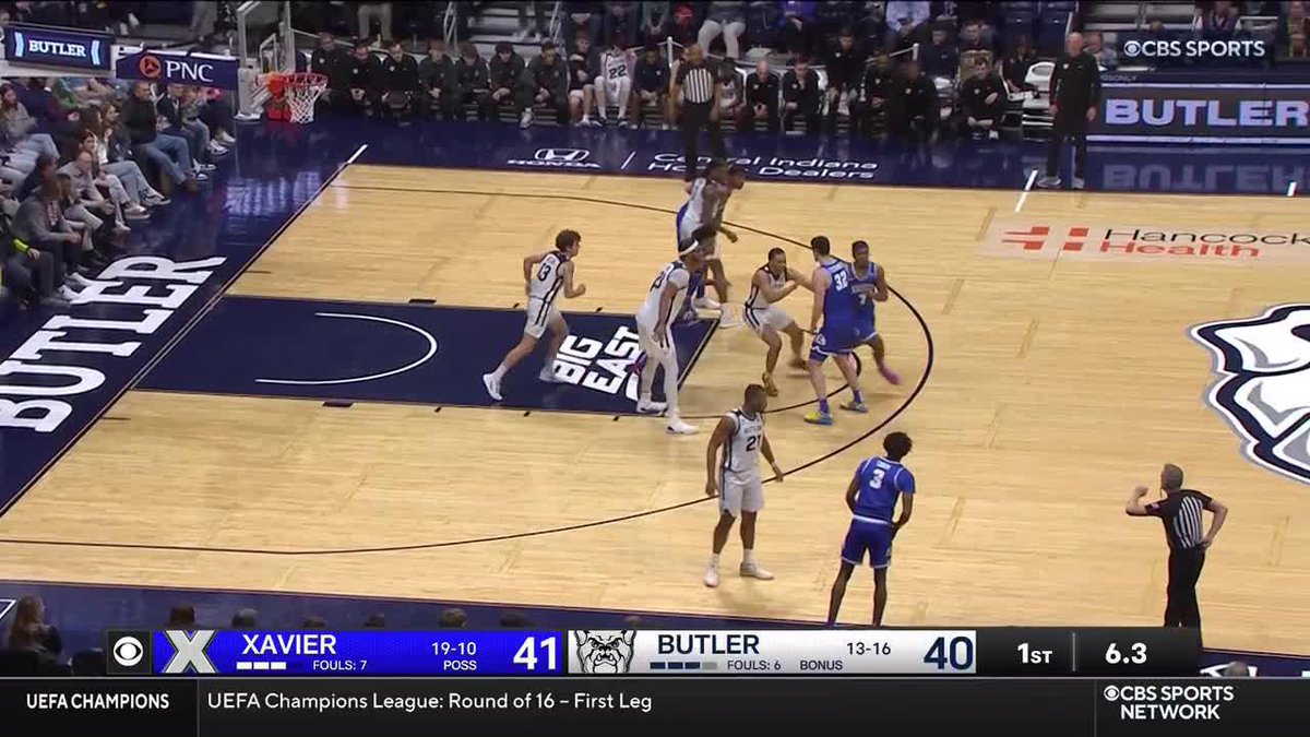 A NASTY stepback three to end the half for Xavier Basketball 😤