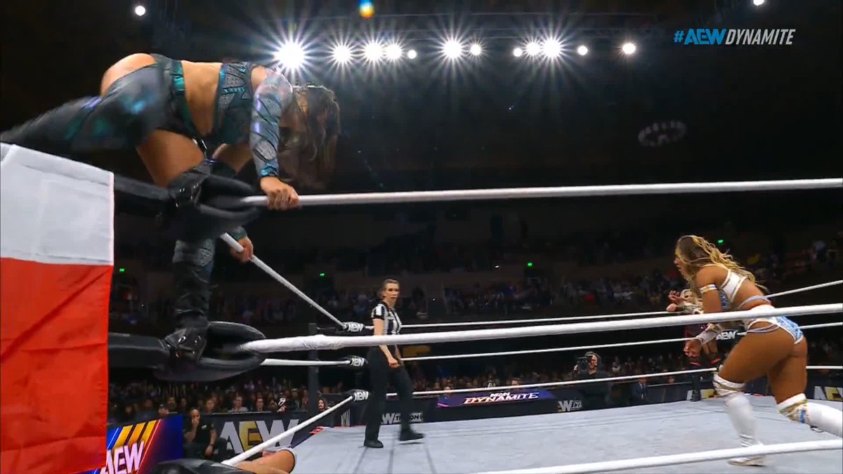 Stat gets the tag! Watch #AEWDynamite LIVE on TBS &amp; Max @ThunderRosa22 | @CallMeKrisStat | @MeganBayne | @ThePenelopeFord
