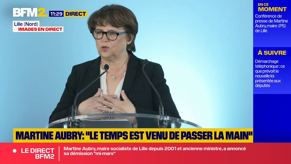 💬 "Quand je vois le nombre de candidats à la présidence de la République à droite, nous on serait plutôt en train d'en chercher un" Martine Aubry, qui annonce quitter la mairie de Lille, est interrogée sur la place de la gauche pour la prochaine élection présidentielle