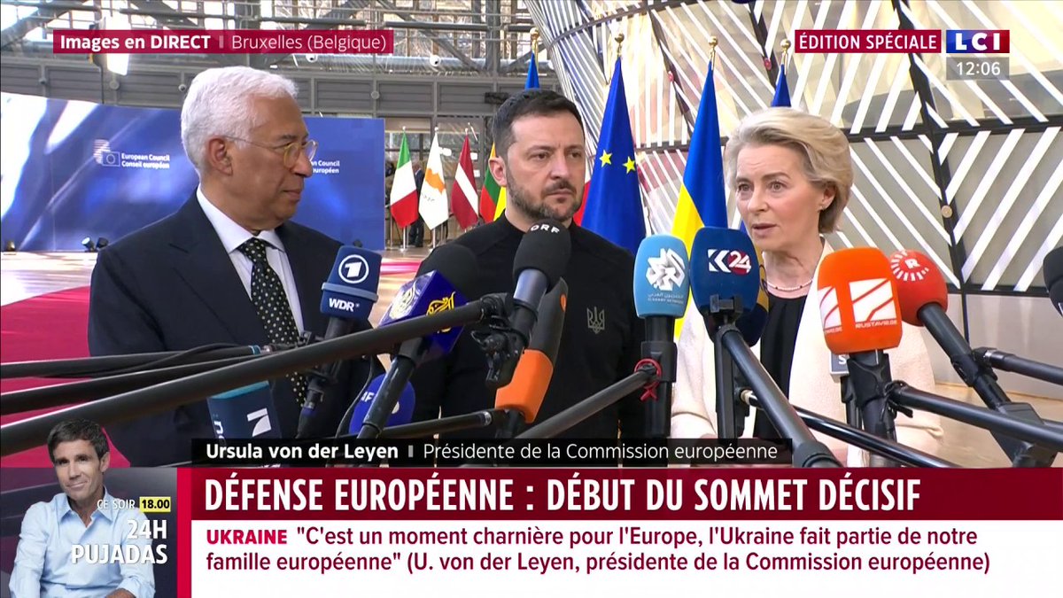 🗣️ "On apprécie énormément le fait de sentir qu'on n'est pas tout seul, et c'est très important d'envoyer un signal très fort à la population ukrainienne" : Volodymyr Zelenskyy au sommet européen sur l'Ukraine.