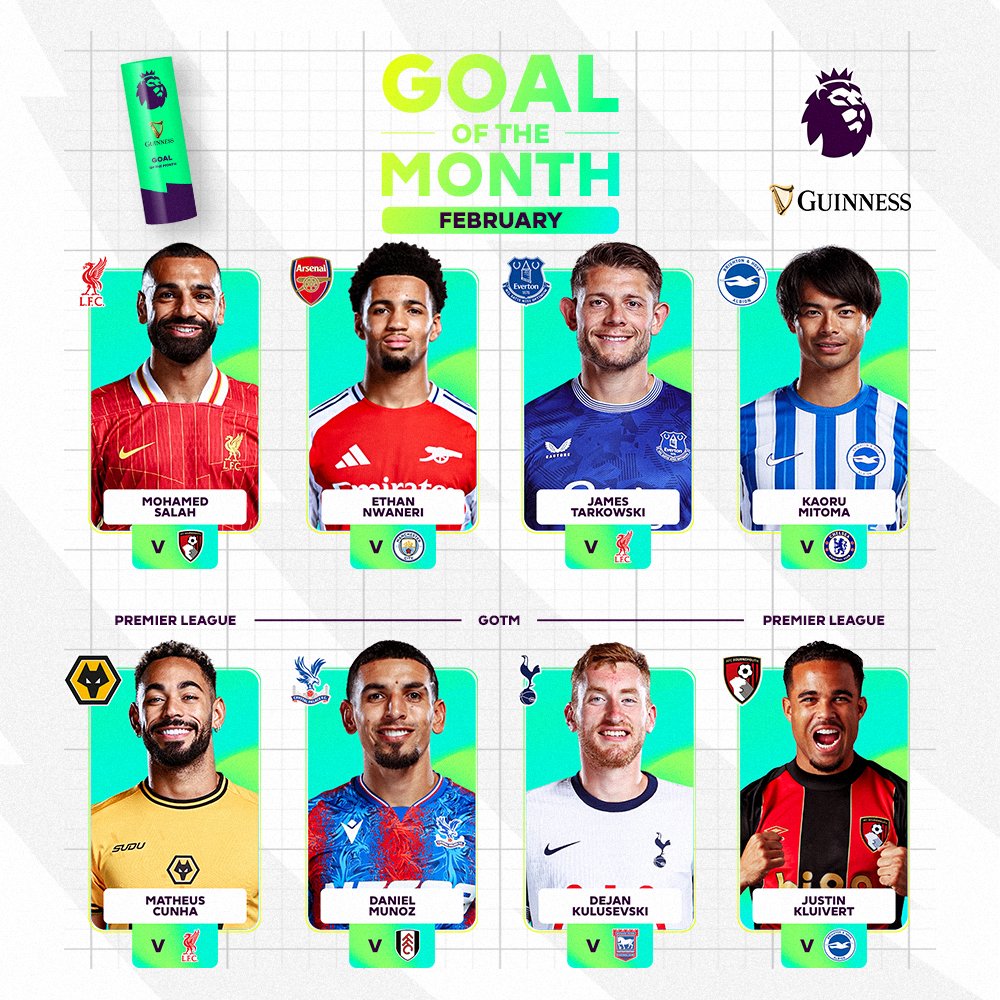 Eight stunning strikes โ๏ธ Which one gets your vote for February's Guinness Goal of the Month? โฝ๏ธ