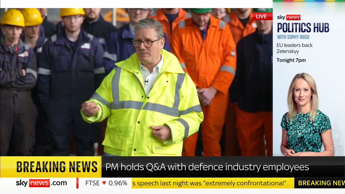 "There is a mindset shift for the country here. University is good, but apprenticeships are good as well." The Prime Minister is holding a Q&amp;A with defence industry employees. Watch live here ⬇️ 📺 Sky 501, Virgin 602, Freeview 233 and YouTube