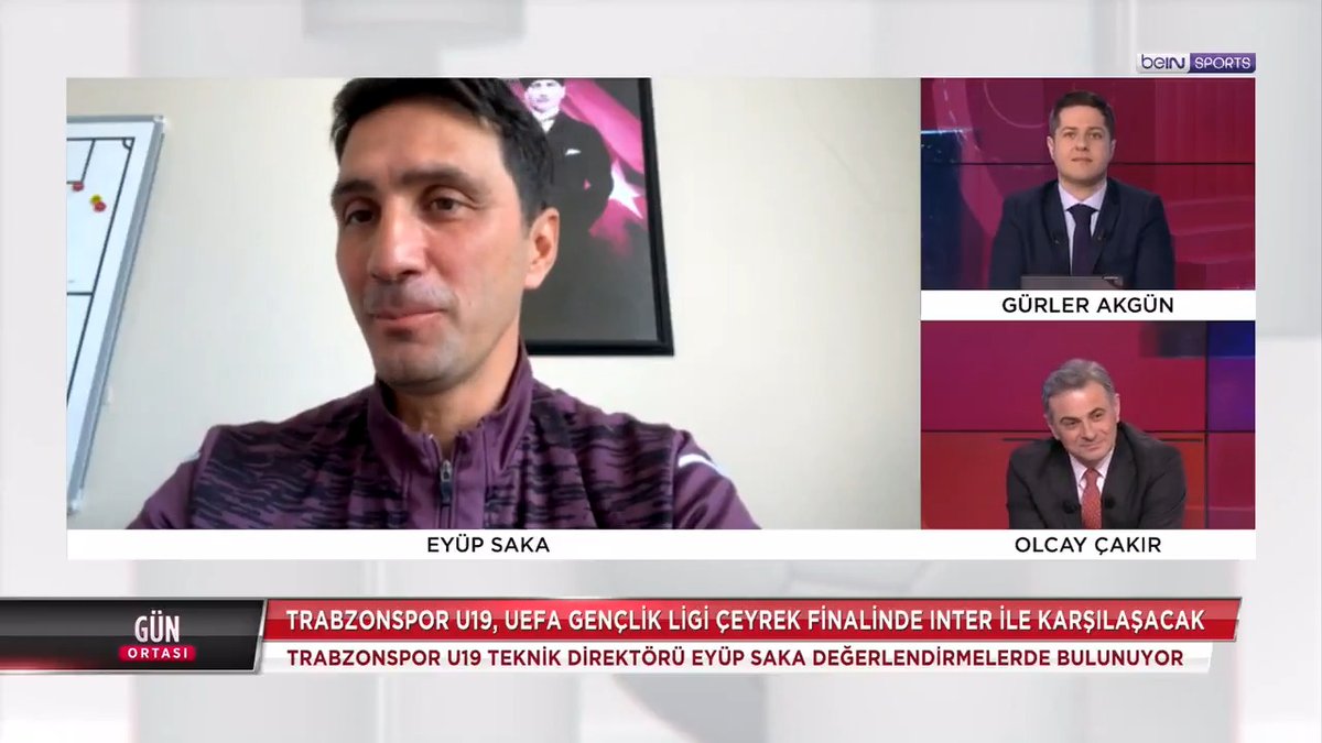 🔴🔵 "Inter'e çok saygı duyuyoruz. Kulübümüzü, şehrimizi ve ülkemizi en iyi şekilde temsil etmeye çalışacağız. Asıl önemli olan sonuçlarla birlikte çocuklarımızın gelişimini iyi tamamlayıp Trabzonspor'a ve Türk futboluna sunabilmek." 🗣 Trabzonspor 19 Yaş Altı Takımı'nın teknik direktörü Eyüp Saka #GünOrtası'nda değerlendirmelerde bulundu. | #beINSPORTS
