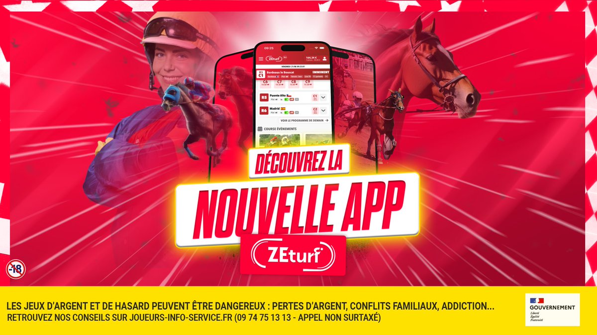 🆕 𝗡𝗢𝗨𝗩𝗘𝗔𝗨 | ZEturf lance sa nouvelle application mobile ! 👌 Plus rapide, plus simple, plus efficace, et avec une interface totalement repensée, découvrez cette app toute fraîche. 🤳 Disponible dès à présent sur les stores, téléchargez-la maintenant !