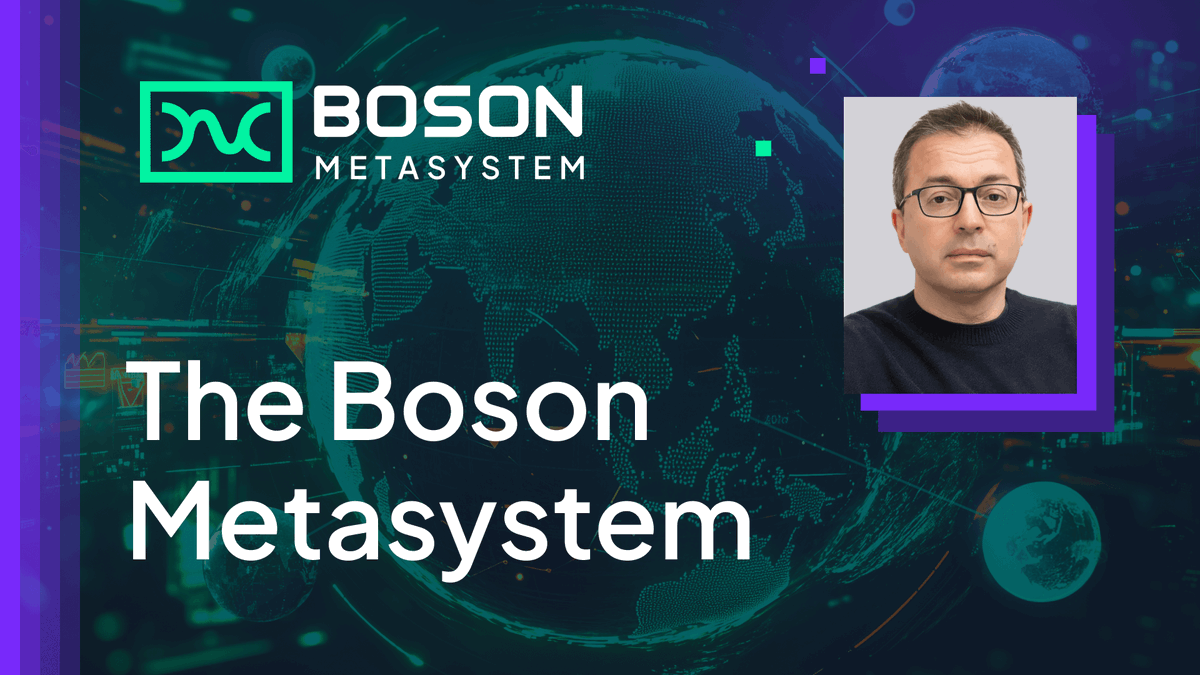 The Boson Metasystem 🌐 Boson has expanded its vision from a protocol enabling decentralized commerce for humans to a metasystem (a system of systems)—enabling the decentralized exchange of any thing, for humans and AI. ⚡ Timestamps: 00:00 - Intro 00:18 - Community meme 00:27- Boson’s Expanded Vision 1:35 - The Boson Metasystem vision 2:12 - Extending Boson from commerce to all physical assets 3:15 - Fermion Protocol 3:30 - Boson Metasystem Diagram 4:45 - Fermion is additive to Boson 5:13 - Key features of Fermion 6:11 - Boson + Fermion 6:30 - How Fermion works 08:39 - Extending Boson from humans to humans and AI 08:51 - Why AI needs crypto 09:45 - Why AI agents need Boson technology 10:45 - What are we building 11:26 - Why crypto needs AI 13:13 - Extending Boson from a protocol to a metasystem 14:04 - Boson Metasystem Diagram 2 15:04 - What impact can this have in terms of the broader economy? 16:11 - $BOSON value capture potential 16:24 - Boson Metasystem sum up