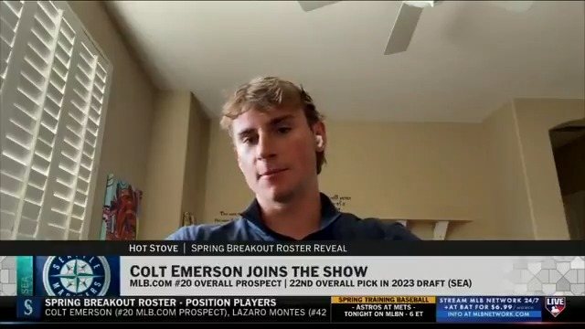 19-year-old Colt Emerson has gotten to be around Seattle Mariners legends Jay Buhner, Ichiro Suzuki and Ken Griffey Jr. at #SpringTraining camp! Seattle's No. 1 prospect discusses being a part of this year's Spring Breakout. Minor League Baseball | MLB Pipeline