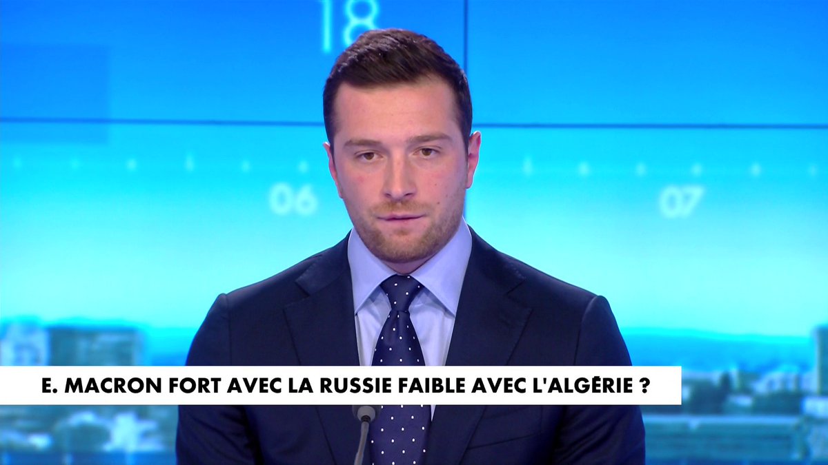🇫🇷🇷🇺🇩🇿 FLASH | "Emmanuel Macron est fort et dur avec Poutine, et docile et faible avec Tebboune", lance Jordan Bardella.