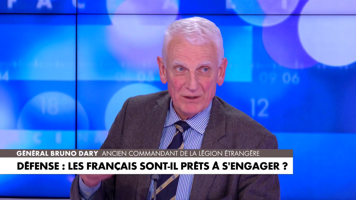 Général Bruno Dary : «Si le territoire national et la population française étaient menacés, la guerre serait juste. Pour l'instant, on n'est pas encore menacé. [...] C'est bien de mettre 100 milliards, mais ce n'est pas suffisant, il faut du temps.» #Facealinfo