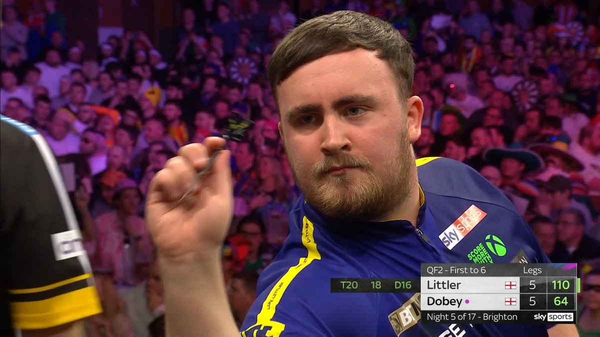 Luke Littler nails 110 to beat Chris Dobey 6-5! 🙌 The Nuke will face MVG in the semi-finals 💥