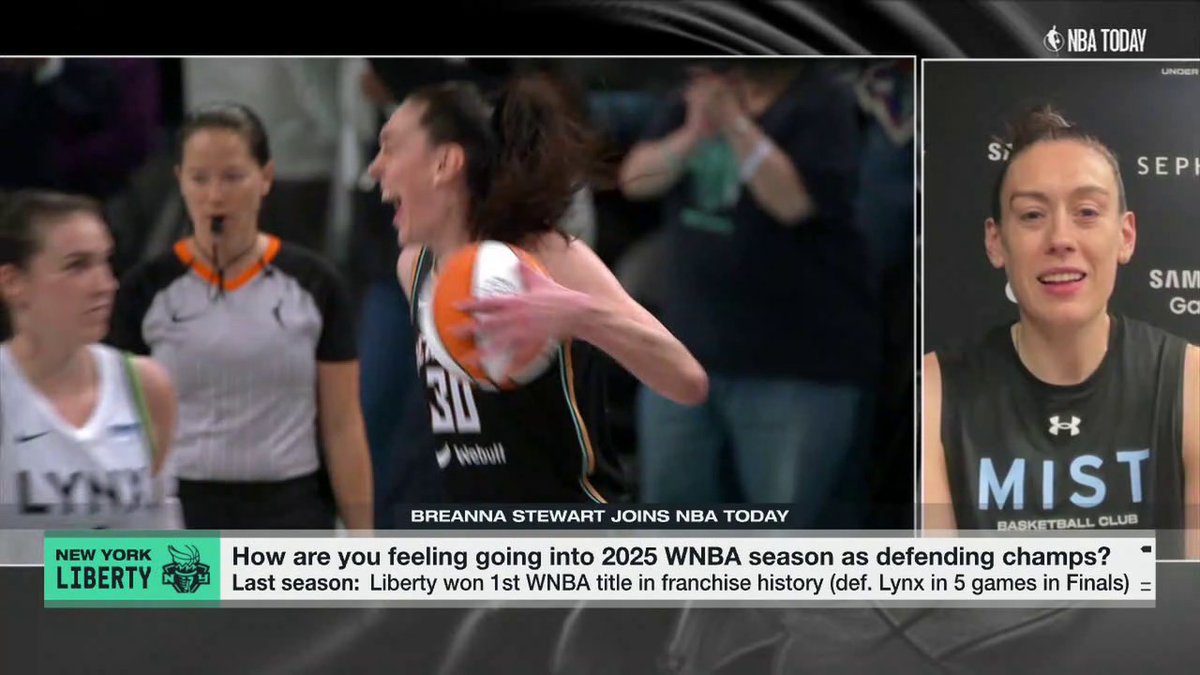 "We want to be better than we were last year." 😯 Breanna Stewart with Malika Andrews on defending her WNBA title with the Liberty and the UConn Huskies 🙌