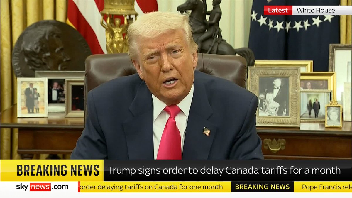'We can be self-sustaining... our forests are massive, we just haven't been able to use them because of the environmental lunatics that stopped us' Donald Trump tells reporters 'we don't need trees from Canada, we don't need anything from them' Sky 501