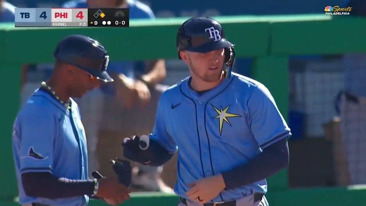 Curtis Mead is unbelievably locked in at the moment 🎯 He is 14-for-18 so far in #SpringTraining after going 4-for-4 today!