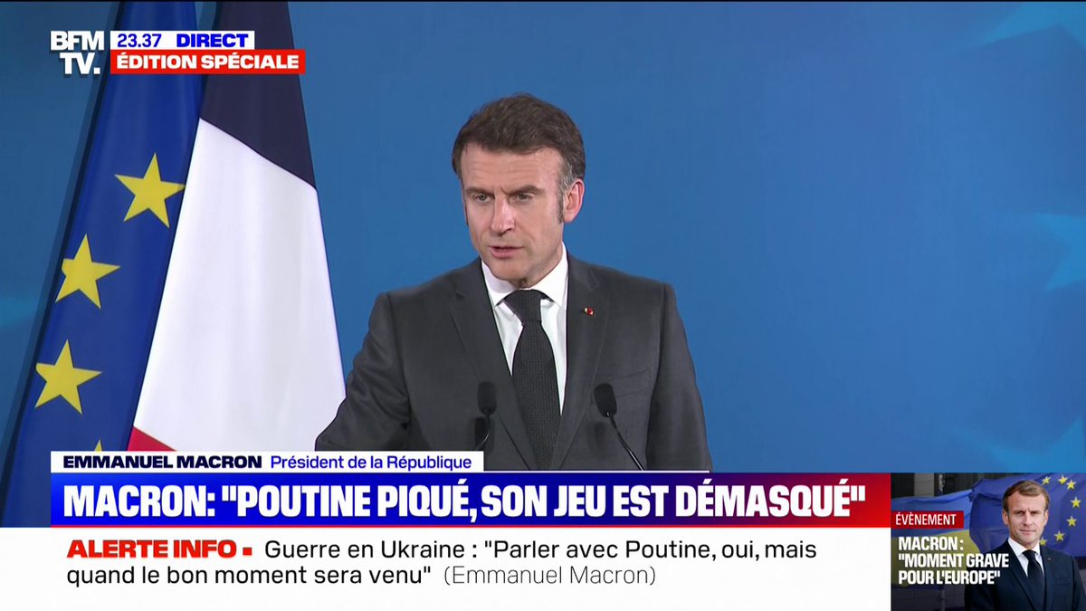 Ukraine: "Cette guerre a été déclenchée de manière unilatérale par la Russie", affirme Emmanuel Macron