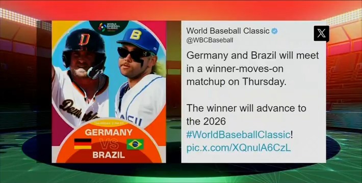 Only one can go on to the 2026 World Baseball Classic! Catch Germany vs. Brazil at 12am ET/9pm PT on MLB Network! ⚾️📺 Jon Morosi | #WorldBaseballClassic