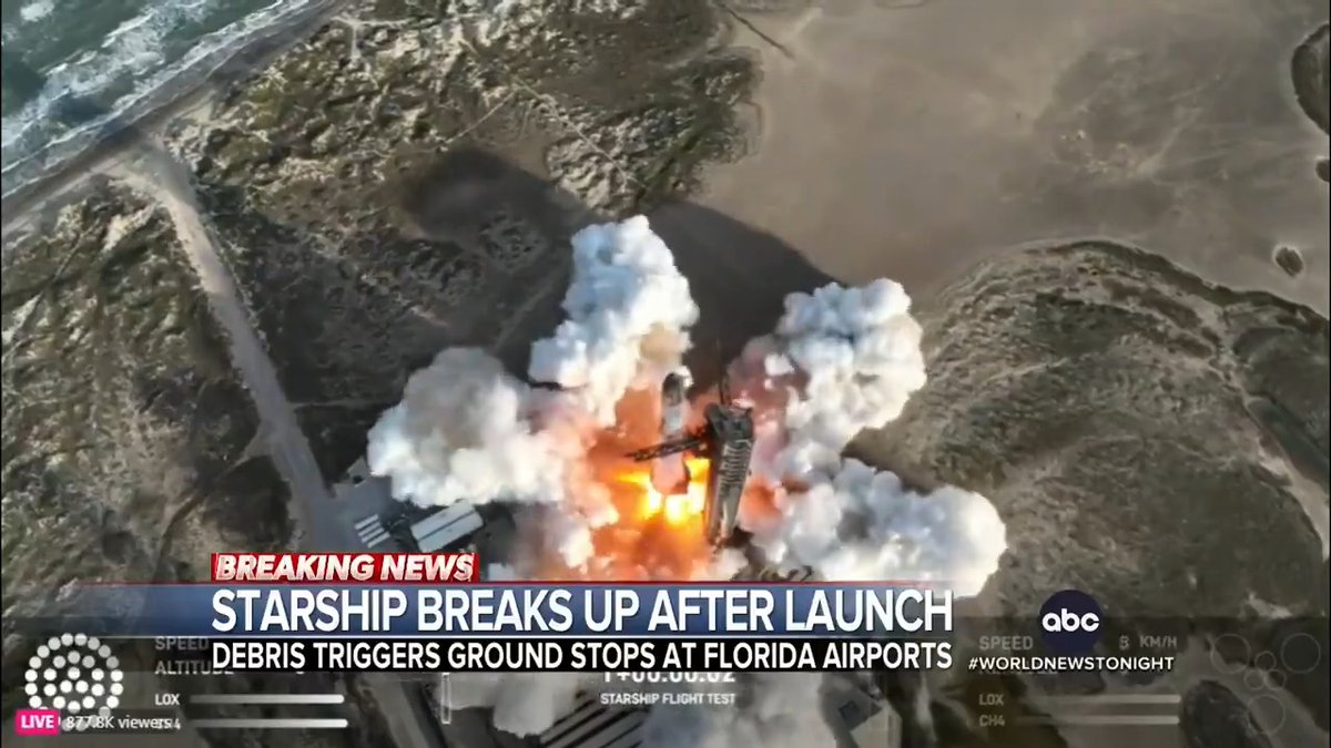 SpaceX says it lost contact with its uncrewed Starship just minutes after blasting off from Texas. The spacecraft was seen breaking apart, sending debris streaking across the skies over Florida, impacting air traffic. Morgan Norwood has the latest.