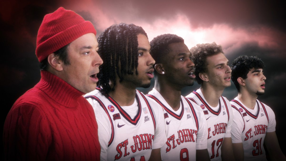 Jimmy, the St. John's Men’s Basketball team &amp; Coach Rick Pitino sing a sea shanty about their team 🌊🏀 #FallonTonight #RedStorm