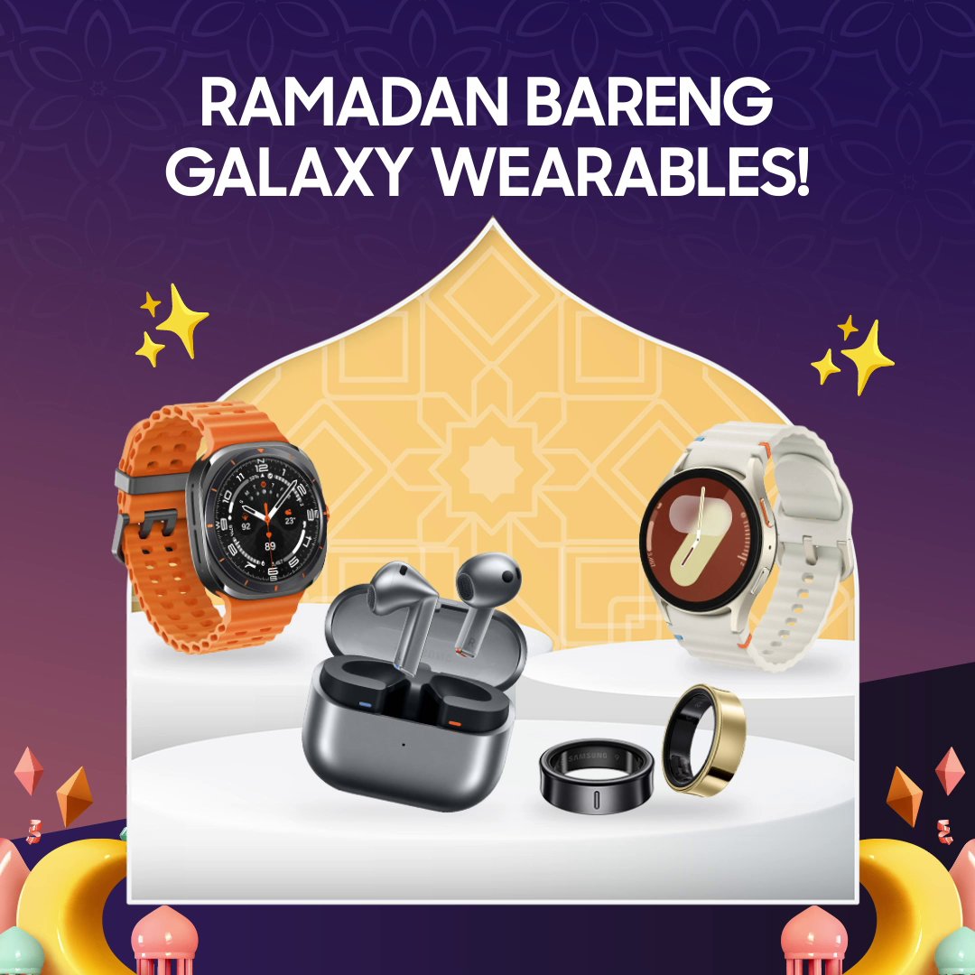 Pakai Galaxy Watch7, Watch Ultra, Ring, atau Buds3 Series pas Ramadan? Share momenmu & menangin hadiah Galaxy Buds3 Pro + saldo digital Rp300k!! 🎁 📌 Cara ikut: 1️⃣ Follow Samsung Indonesia 2️⃣ Upload foto Ramadan-mu bareng Galaxy Wearables 3️⃣ Pakai hashtag #BetterwithGalaxyEcosystem