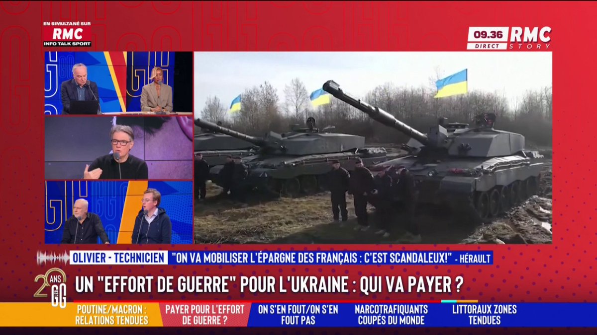 🇺🇦 Un "effort de guerre" pour l'Ukraine : qui va payer ? 📞 Le coup de gueule d'Olivier, au 3216 : "Ils vont taper dans l'épargne des Français. Je me saigne tous les jours au travail pour épargner. C'est scandaleux !" #GGRMC