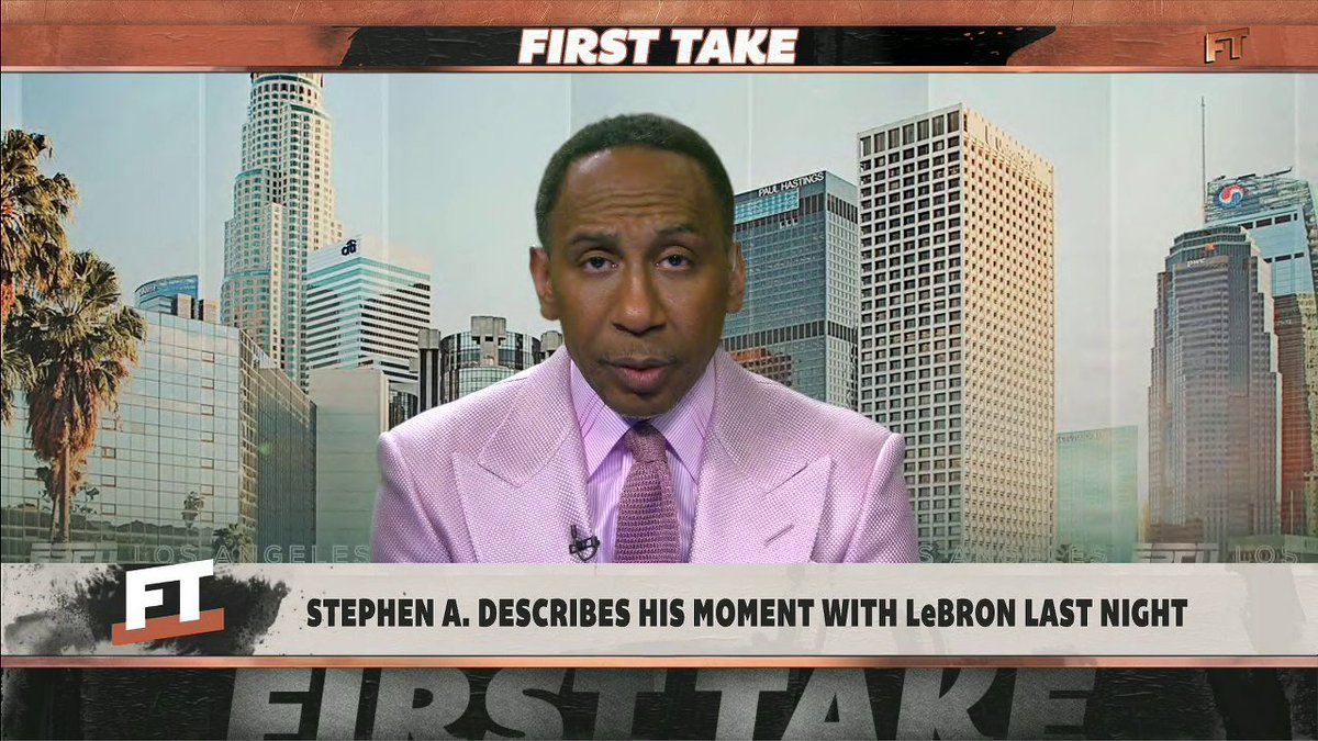 .Stephen A Smith describes his moment with LeBron James last night at Lakers-Knicks.