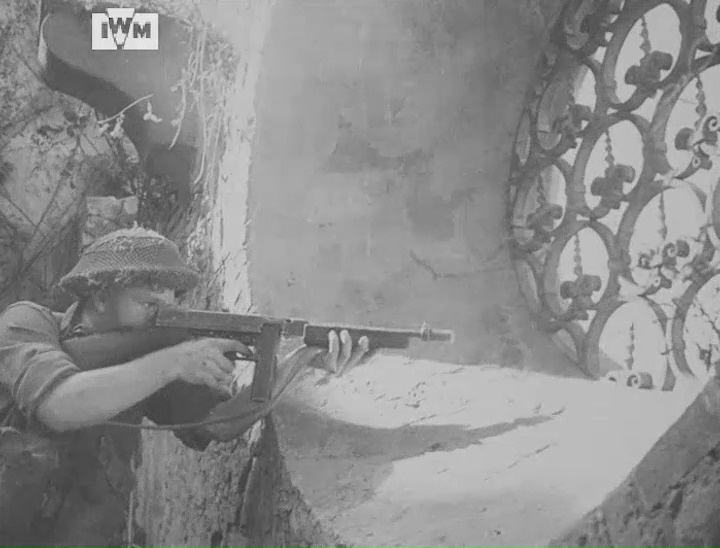 British troops of the Royal Fusiliers filmed during the advance into Florence, Italy, August 1944. Film: IWM MWY 85