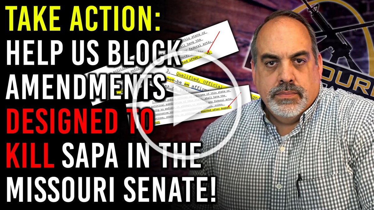 🚨🚨 Deadly amendments are being pushed on SAPA legislation in Jeff City, they would kill the bill! Watch the video below for details, then email your State Senator and tell him/her to oppose these amendments, but to VOTE YES on the bill! Send your email here:
