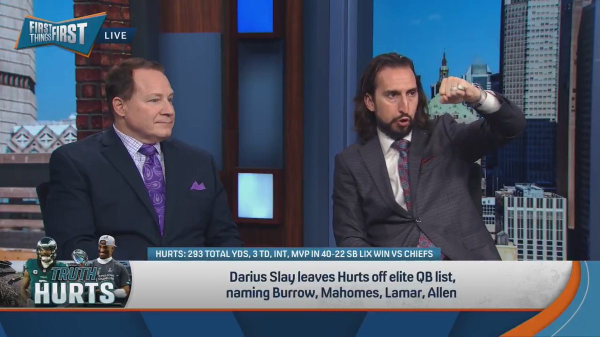 .nick wright says these are your QB tiers until next season starts: Mahomes Allen &amp; Lamar Burrow &amp; Hurts Agree? 🤔