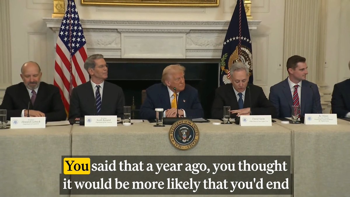 WH Crypto Summit Crypto czar David Sacks says to Cameron Winklevoss and Tyler Winklevoss, "You said a year ago it'd be more likely you'd end up in jail than the White House"