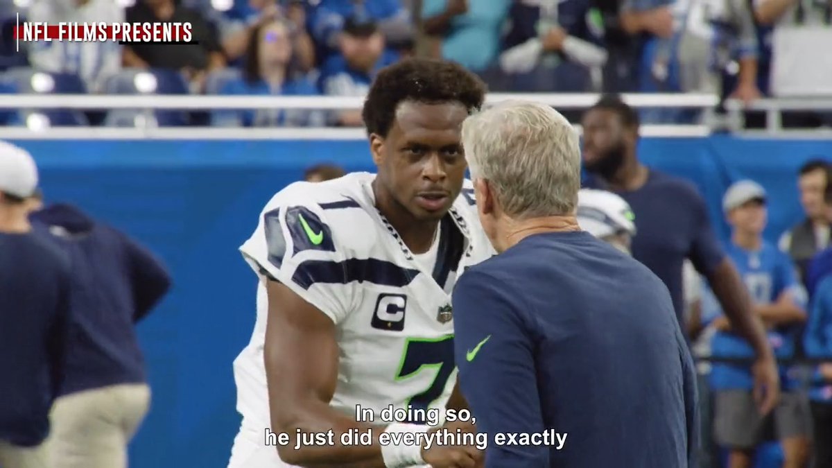 "He helped me change the way I spoke to myself." Geno Smith's relationship with Pete Carroll is special. Las Vegas Raiders (via NFL Films)