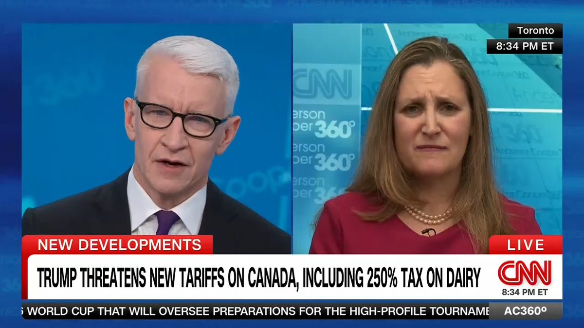 "America is hurting itself": Former Canadian Deputy Prime Minister Chrystia Freeland talks about the twists and turns in Trump's tariff policy, and Canada's response.