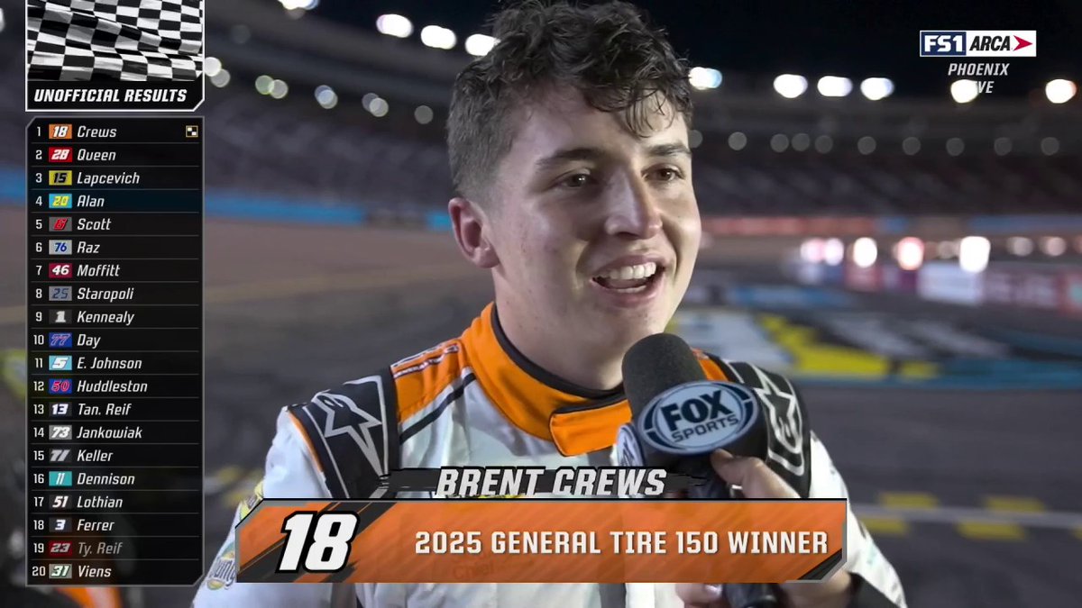 Brent Crews and Joe Gibbs Racing get it done tonight in Phoenix! Kaitlyn Vincie talks with the ARCA Menards Series winner.