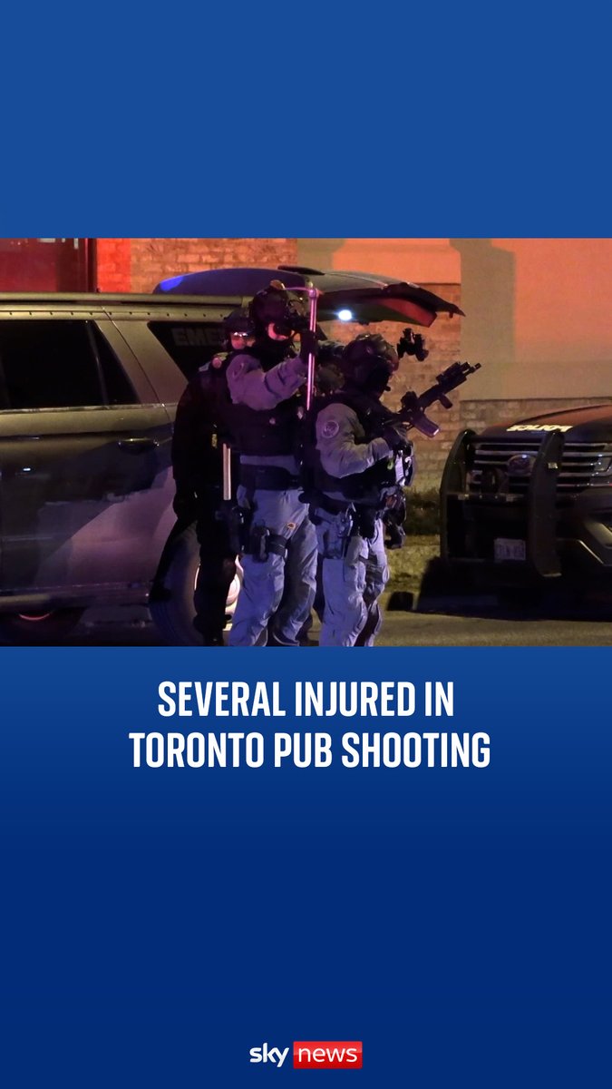 At least 12 people have been injured in a shooting in Toronto, police have said. Police said the suspect was wearing a black balaclava and was seen "fleeing in [a] silver car" and is still at large.