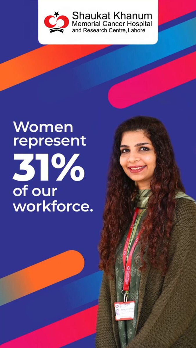 Women represent 31% of our workforce! At Shaukat Khanum Hospitals, we are committed to breaking barriers and building an inclusive future. Let's support the women who heal, innovate and inspire. #ForAllWomenandGirls #WomensDay2025 #WomenInHealth #SKMCH