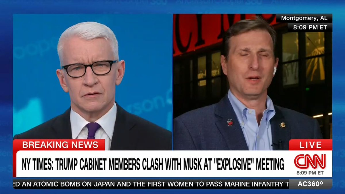 "It just goes to show that he's not finding waste, fraud and abuse. He is just taking an axe to whatever he feels like": Rep. Dan Goldman on reports that Elon Musk clashed with members of President Trump's cabinet over DOGE. spending cuts.