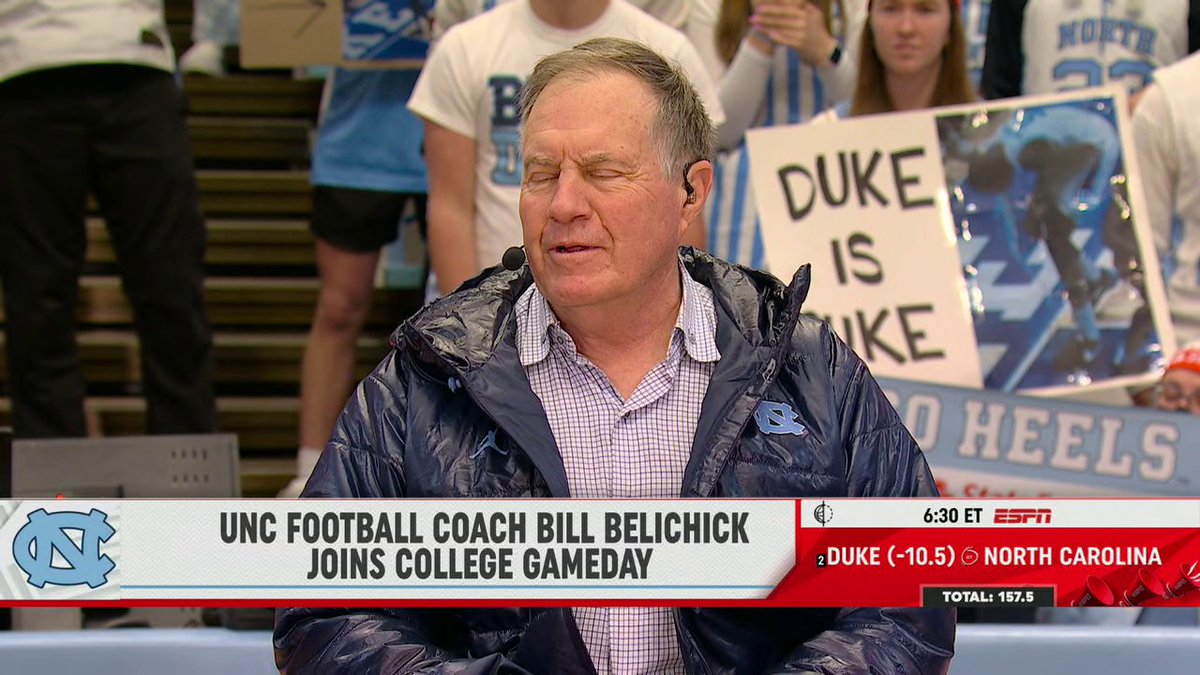 "We're recruiting a lot of good players." 👀 Bill Belichick with College GameDay on the Duke-UNC rivalry and UNC college football 😤