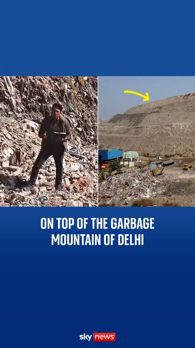 Delhi generates over 11,000 tonnes of waste which is dumped in its three landfills. India reporter @NevilleSkyNews reports from the top of one of the largest landfills in the country ⬇️ Read more:
