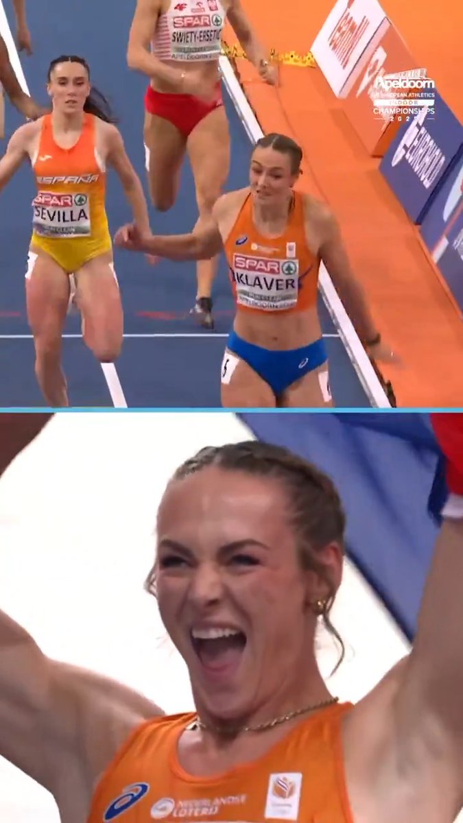A dream comes true for Lieke Klaver! 🥹 European indoor 400m gold at home in #Apeldoorn2025! 🇳🇱🍊